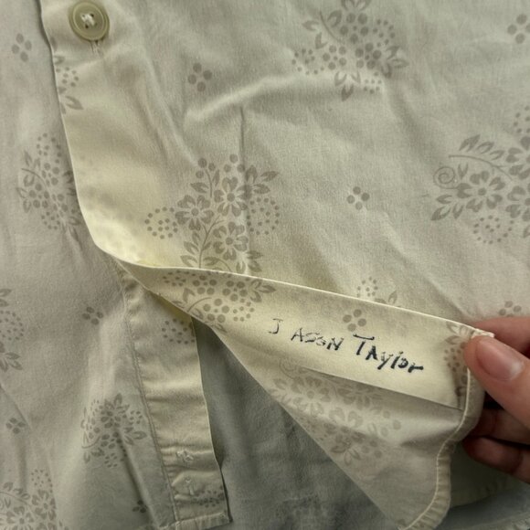 Armani Exchange Women Long Sleeve Button Up Shirt Floral Large Ivory Point - Picture 11 of 16